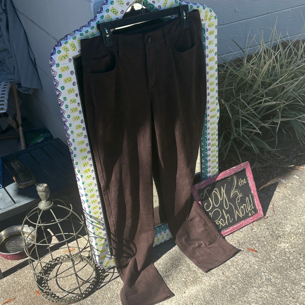 NYDJ Chocolate Brown Suede Pants classic 5 pocket style